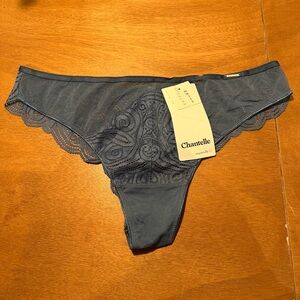 Chantelle Dark Blue Lace-Front Bikini Brief